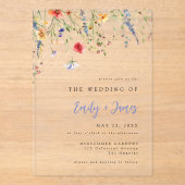 Farbige Wasserfarben-Blumenhochzeit Acryleinladungen (Vorderseite)