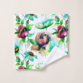 Farbige Wasserfarben Blumenmuster Nahtloses Muster Badhandtuch Set (Waschlappen)