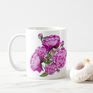Farbige Wasserfarben-Blumenstrauß aus Pfingstrosen Kaffeetasse