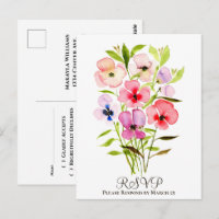 Farbige Wasserfarben-Blumenstrauß-Hochzeit-RSVP