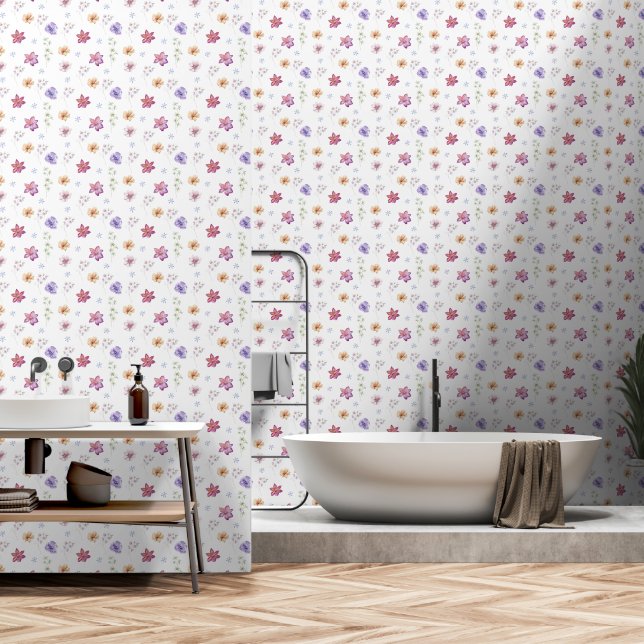 Farbige Wasserfarben Blütenschale und -stift Tapete (Badezimmer)
