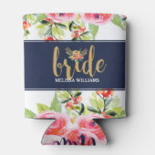 Farbige Wasserfarben Bouquet Gold Bridge Text Dosenkühler (Rückseite)