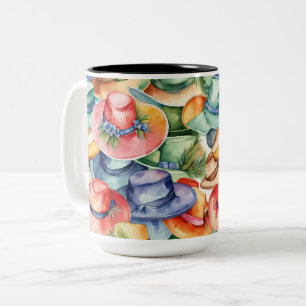 Farbige Wasserfarben-Cowboyhüte Western Style Art Zweifarbige Tasse