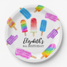 Farbige Wasserfarben-Eis-am-Stiel-Geburtstagspapie