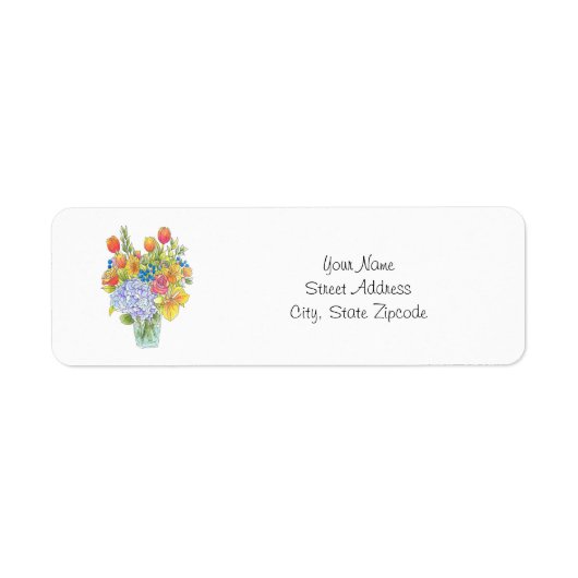 Farbige Wasserfarben, Feder & Tinte Blumenbouquet (Vorne)