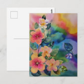 Farbige Wasserfarben-Frühlingszweig mit Blumen Postkarte (Vorne/Hinten)