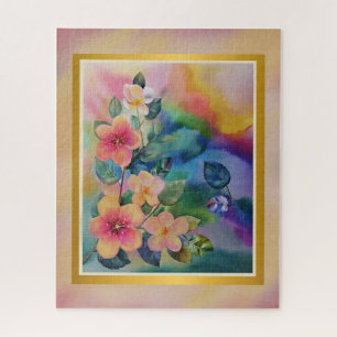 Farbige Wasserfarben-Frühlingszweig mit Blumen Puzzle