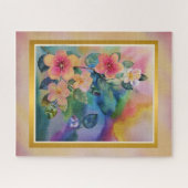 Farbige Wasserfarben-Frühlingszweig mit Blumen Puzzle (Horizontal)