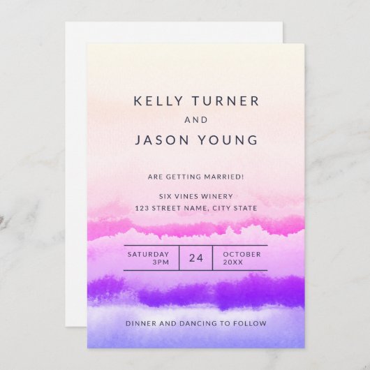 Farbige Wasserfarben-Gefärbte Krawatte Abstrakte H Einladung (Vorne/Hinten)