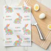 Farbige Wasserfarben-Häschen und Frohe Ostern Text Geschirrtuch (Viertel Falte)