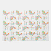 Farbige Wasserfarben-Häschen und Frohe Ostern Text Geschirrtuch (Horizontal)