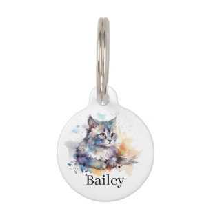 Farbige Wasserfarben-Katzen-Splatter-Kunst Haustiermarke