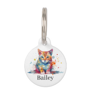 Farbige Wasserfarben-Katzen-Splatter-Kunst Haustiermarke