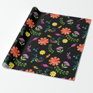 Farbige Wasserfarben-Mexikanische-Fiesta-Blumen Geschenkpapier