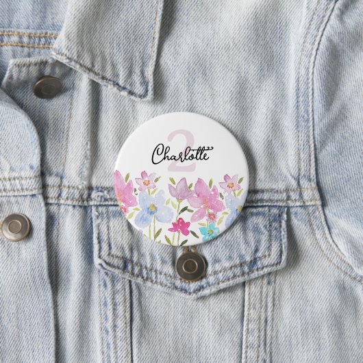 Farbige Wasserfarben Niedliche Wildblumen Mit Mono Button (Beispiel)