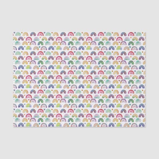 Farbige Wasserfarben Rainbows Herz & Sternmuster Seidenpapier (Vorderseite)