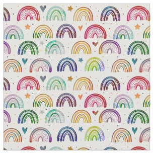 Farbige Wasserfarben Rainbows Herz & Sternmuster Stoff