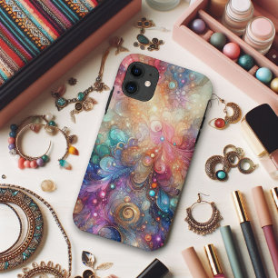 Farbige Wasserfarben-Regenbogen und Gold-Glitter Case-Mate iPhone Hülle