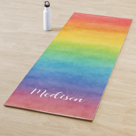 Farbige Wasserfarben-Regenbogen Yogamatte (Beispiel)