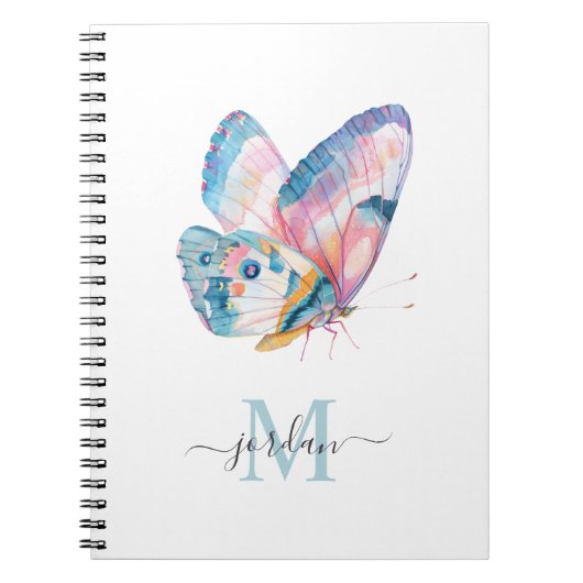 Farbige Wasserfarben-Schmetterlinge mit Ihrem Mono Notizblock (Vorderseite)