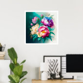 Farbige Wasserfarben schöne Blume 3 Poster (Heimbüro)