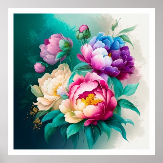 Farbige Wasserfarben schöne Blume 3 Poster (Vorne)