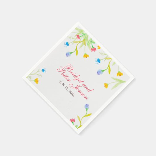 Farbige Wasserfarben Sommerliche Blume Serviette (Ecke)