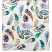 Farbige Wasserfarben Tribal Feather Pattern Duschvorhang (Vorderseite)