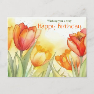 Farbige Wasserfarben-Tulpe Alles Gute zum Geburtst Postkarte