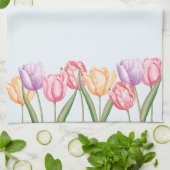 Farbige Wasserfarben-Tulpen auf Hellblau Geschirrtuch (Gefaltet)