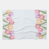 Farbige Wasserfarben-Tulpen auf Hellblau Geschirrtuch (Horizontal)
