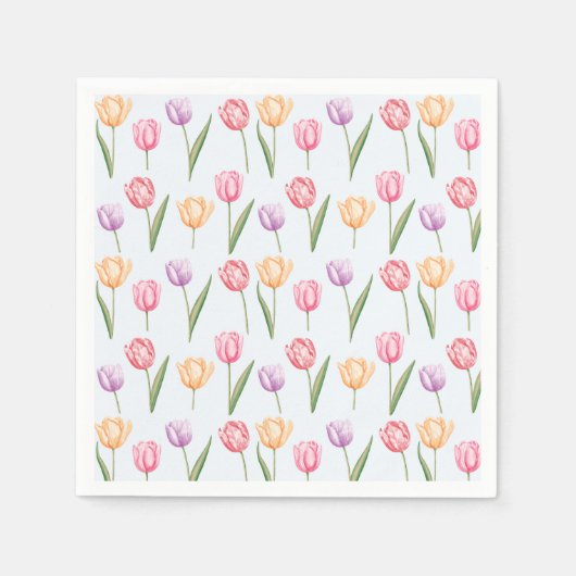 Farbige Wasserfarben-Tulpen-Blumenmuster Serviette (Vorderseite)