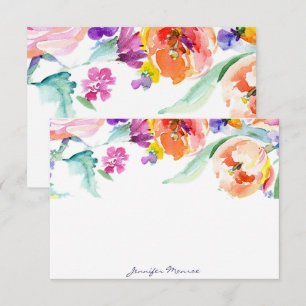Farbige Wasserfarben-Tulpen personalisiert Mitteilungskarte
