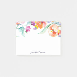Farbige Wasserfarben-Tulpen personalisiert Post-it Klebezettel