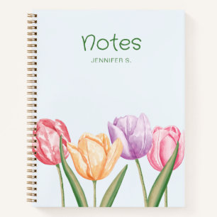 Farbige Wasserfarben-Tulpenblumen mit individuelle Notizblock