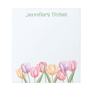 Farbige Wasserfarben-Tulpenblumen mit individuelle Notizblock
