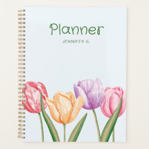 Farbige Wasserfarben-Tulpenblumen mit individuelle Planer