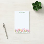 Farbige Wasserfarben-Tulpenblumen mit individuelle Post-it Klebezettel (Büro)