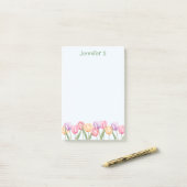 Farbige Wasserfarben-Tulpenblumen mit individuelle Post-it Klebezettel (Auf Schreibtisch)