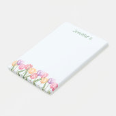 Farbige Wasserfarben-Tulpenblumen mit individuelle Post-it Klebezettel (angewinkelt)