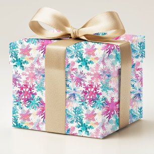Farbige Wasserfarben-Weihnachts-Schneeflocken Geschenkpapier