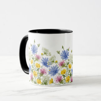 Farbige Wasserfarben-Wildblumen Tasse
