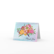 Farbige Wasserfarbenflora Vielen Dank Note Card