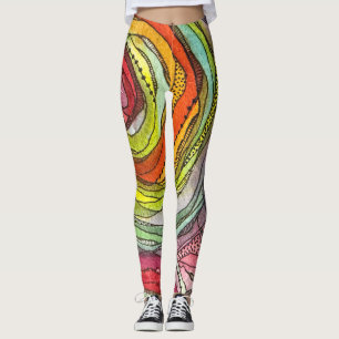 Farbige Wasserfarbenkreise Tintenschriftzüge Punkt Leggings