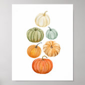 Farbige Wasserfarbenkürbis Herbst Poster (Vorne)