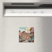 Farbige Wasserfarbenmalerei Istanbul Skyline Magnet (In Situ (Geschirrspüler))