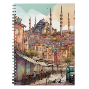 Farbige Wasserfarbenmalerei Istanbul Skyline Notizblock