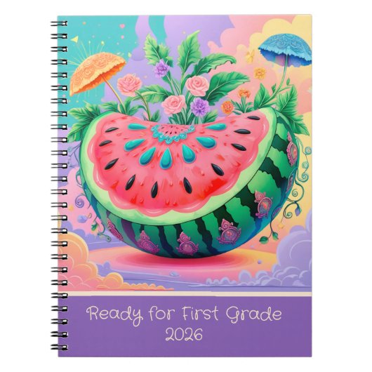 Farbige Wassermelone für 1. Klasse 2026 Notizblock (Vorderseite)