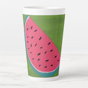 Farbige Wassermelonen-Scheibe auf Grün Milchtasse