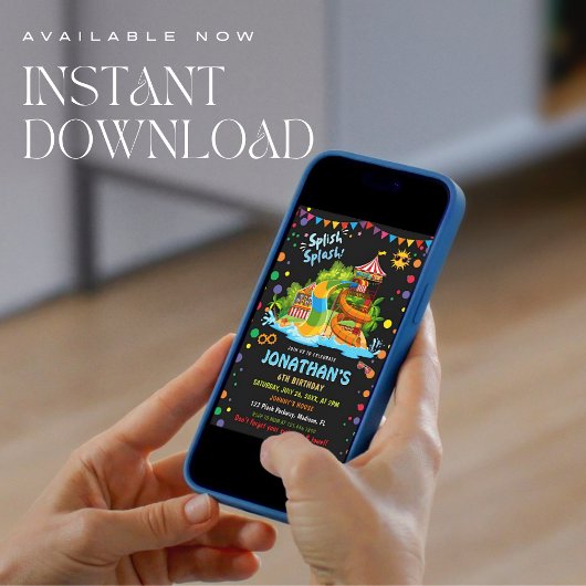 Farbige Wasserrutsche Geburtstag | Party Einladung